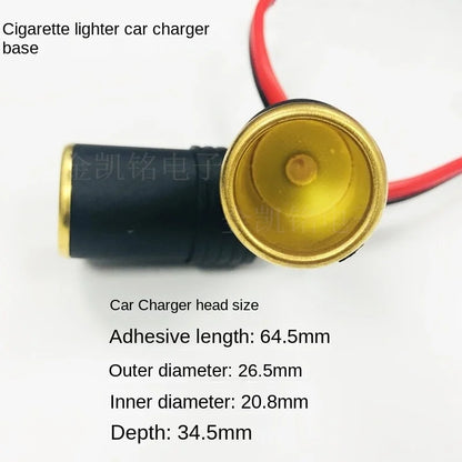 12V24V Full Copper 2.5mm² Car Battery Car Charger Female Head Pure Copper Alligator Clip To Cigarette Lighter Socket Cable