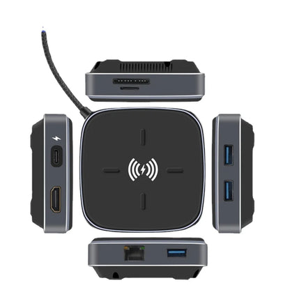 9-in-1 Type-C Docking Station - Wireless Fast Charging - Type-C To Hub Adapter - MacBook Expansion Dock - USB-C Hub