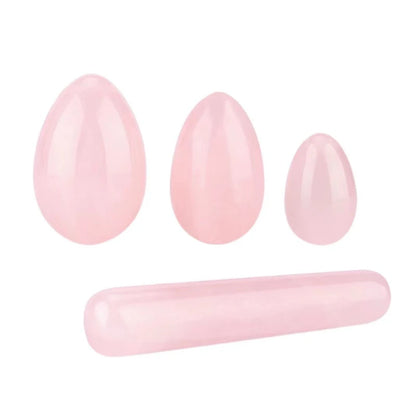 Set Natural Rose Quartz Yoni Egg Sets Jade Eggs Vaginal Muscle Firming Kegel Exercise Crystal Yoni Wand Massage Stone Pink