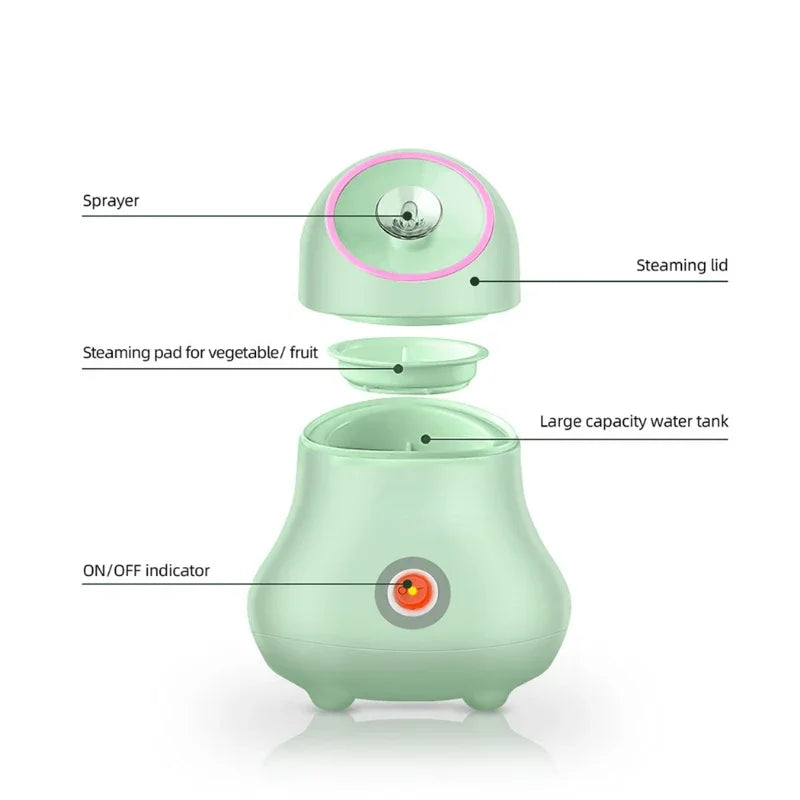 Fruit and Vegetable Facial Steamer Nano Ionic Face Humidifier Mist Sprayer Hot Steamer Moisturizer Face Sauna Spa Steaming