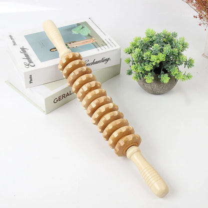 1pack Primary Color Wooden Roller Stick Massage Gear Drainage Body Shaping Trigger Stick to Reduce Fat Slimming Stick Massager