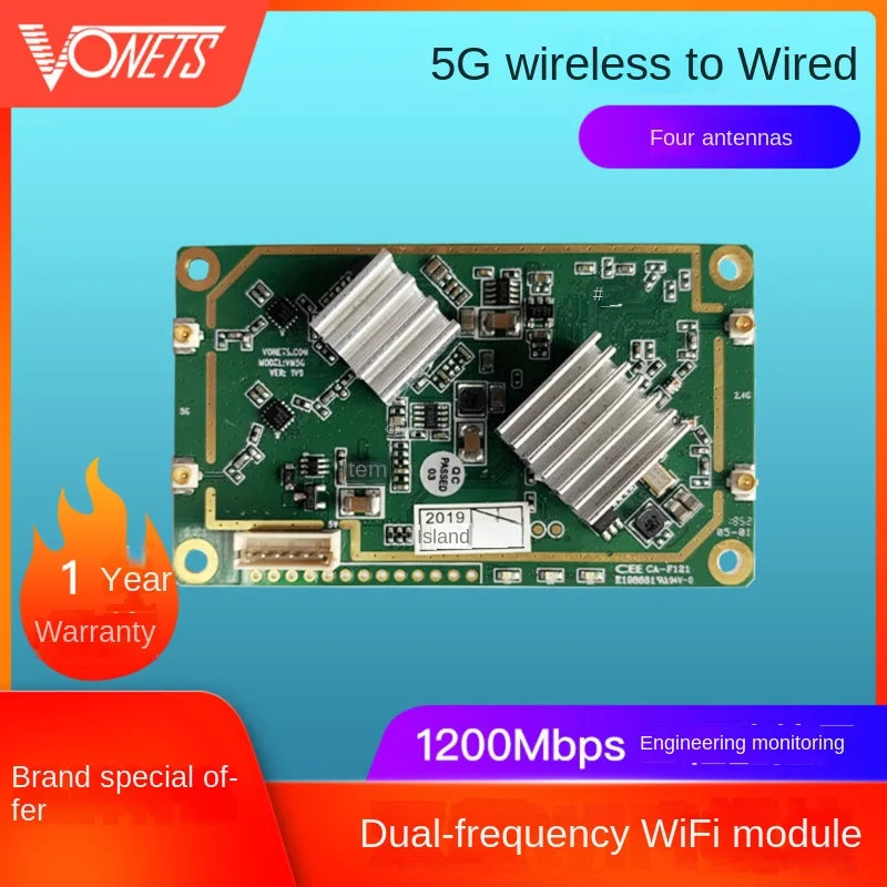 VONETS Dual-Band High-Power Wireless WiFi Module - Bridge, Router, Serial Port, AP, and Bridge Mode