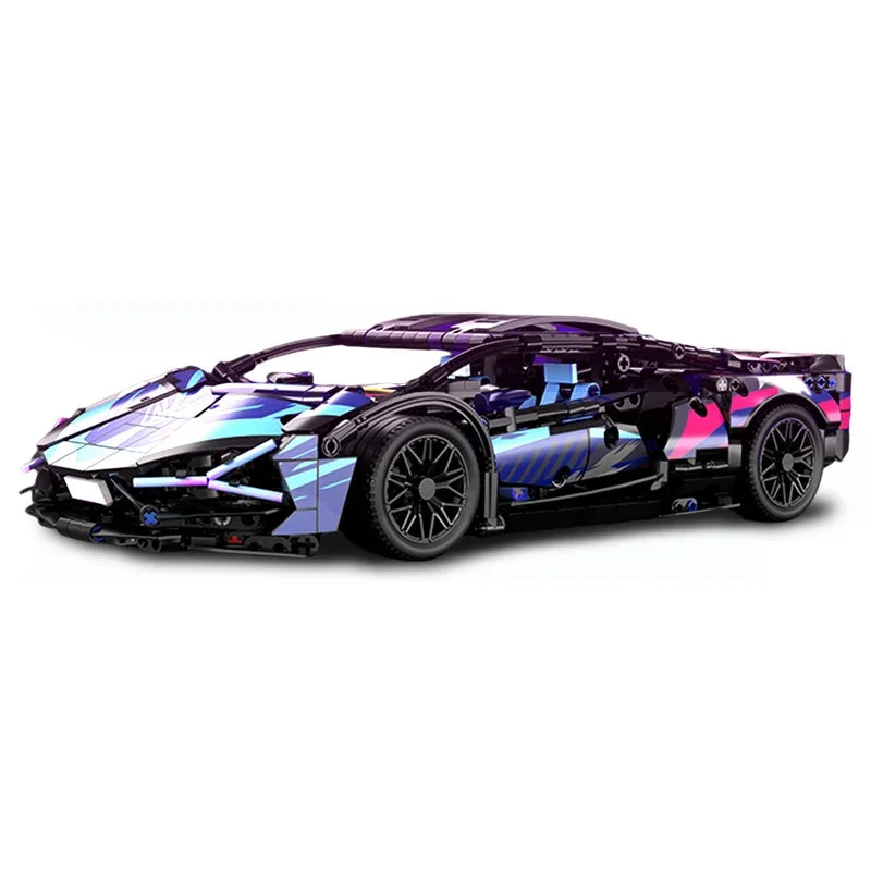 1314PCS Black Purple Lamborghinised MOC Sport Car Building Blocks Assemble Racing Vehicle Bricks Toys Birthday Gift for Kid Boy