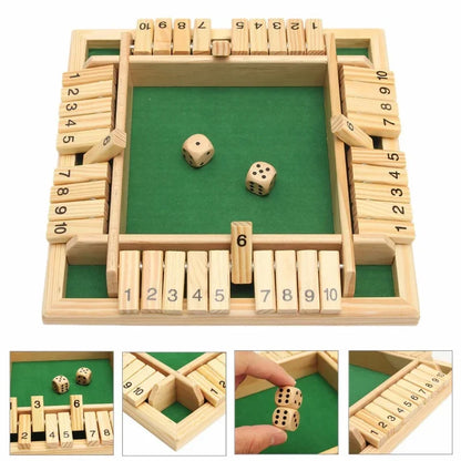 Wooden Traditional Four Sided Digital Game Toys 10 Number Pub Bar Board Dice Party Party Casual Funny Parent-child Board Game