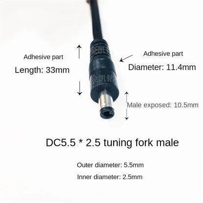 1mm² High-Power Car Charger, Male To DC 5.5*2.1mm Female, Thick Copper, 12V Vehicle Power Cable, 1m