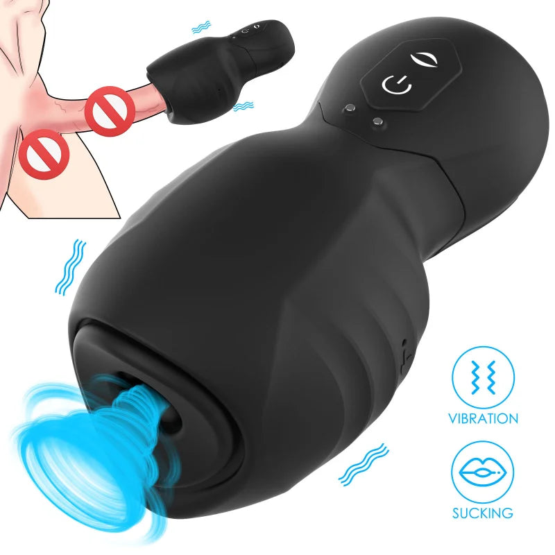 1PCS Powerful 7-Frequency Vibration 3-Frequency Sucking Masturbator Device Men’s Penis Sucking Oral Masturbator Blow Job For Men