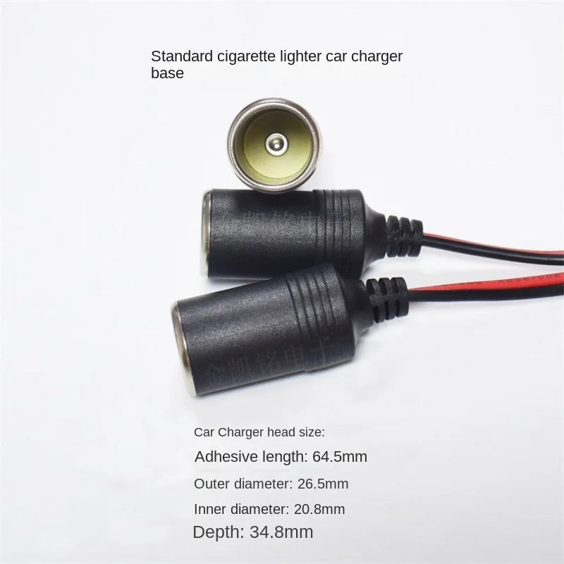 All Copper Car Cigarette Lighter Extension Cord One-to-Two, 12V 24V Universal 15A Car Charger One-to-Two, 30cm