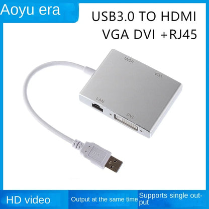 USB3.0 To HDMI/VGA/DVI+RJ45 Extender - 1080P Quad Display Adapter