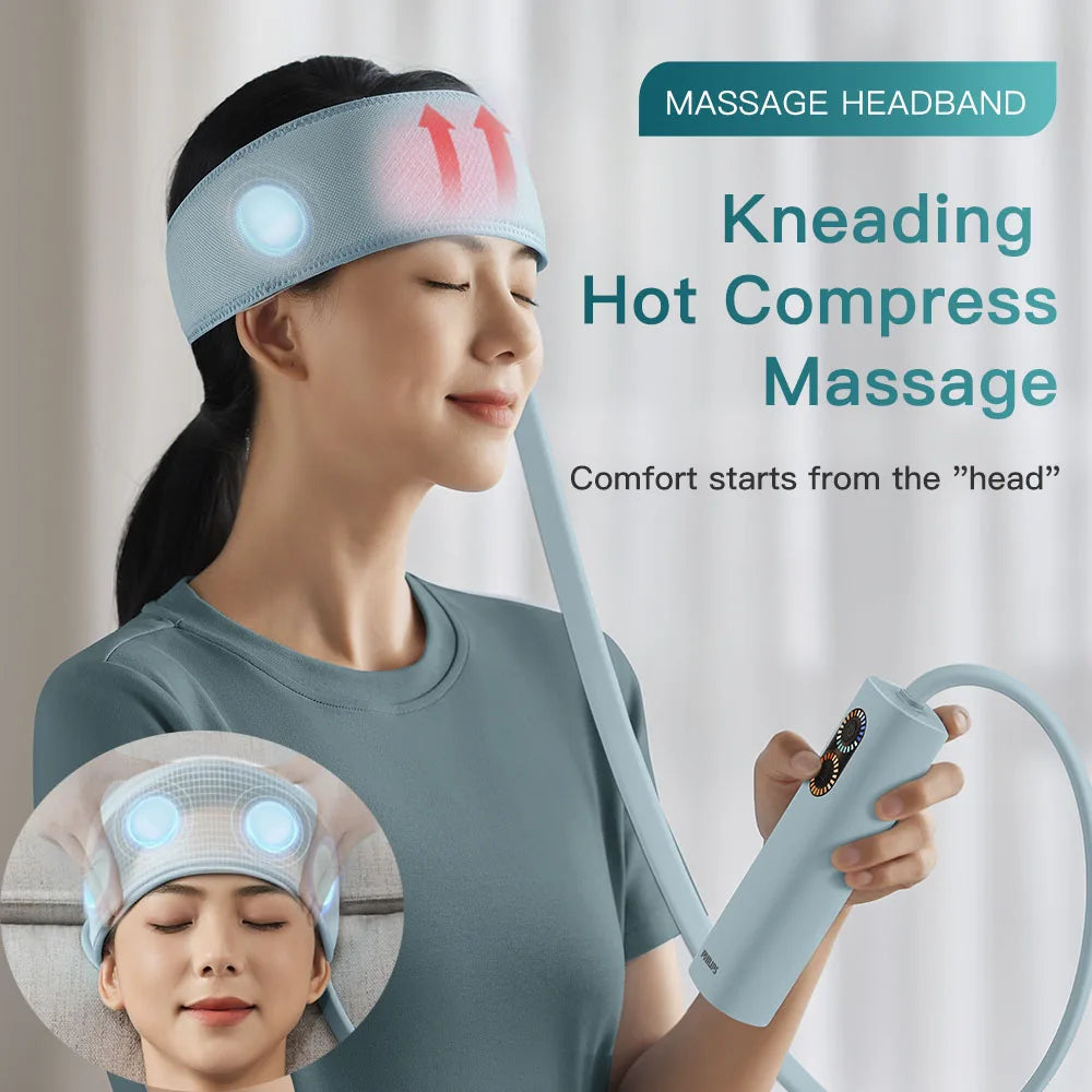 Electric Head Massager Pressure Heating Head Strap Kneading Air Bag Massage Head Skin Relaxing Massage Pain Relieving Headache