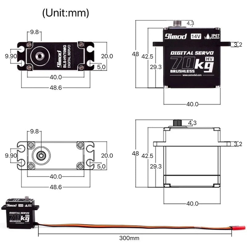 9imod Brushless Servo 50KG 60KG 70KG Waterproof RC Servo Motors Metal Gear 14V For 1/8 1/10 RC Crawler Car Robot Traxxas Scx10