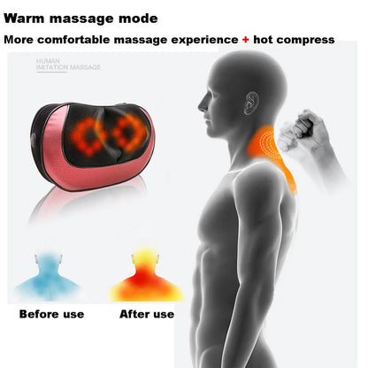 Massage Pillow Electric Neck Massager Multifunctional Shoulder Infrared Heating Magnetic Therapy Massage and Relaxation Massager