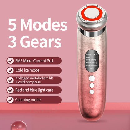 Facial Cleaner Anti Wrinkle Lifting Skin Rejuvenation Device EMS Hot Cold Vibration Face Massager Red Blue Photon Acne Remover