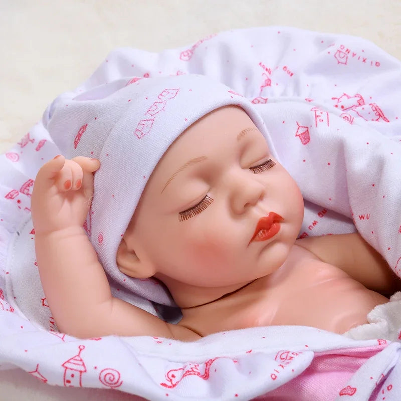 35CM Cute Baby Reborn Dolls Toys Lifelike Infant Baby Swaddle Blanket Silicone Waterproof Doll Reborn Toy for Girls Gifts