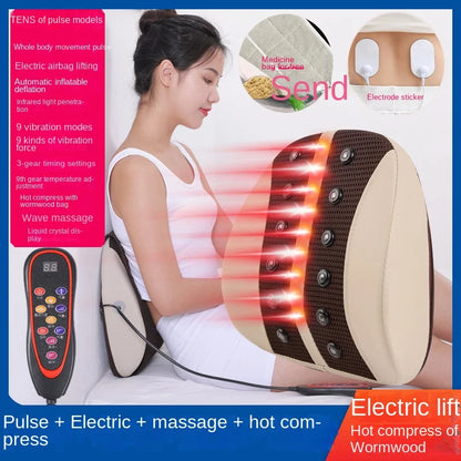 Electric Back Massage Cushion Vibration Pulse Mugwort Heating Lumbar Therapy Magnetite Massager backrest Relieve Spine Stiffness