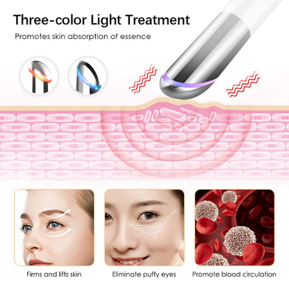 Lift Eye Skin Electric Eye Massager Vibration Heated Blue Purple Red Light Eye Care Pen Anti Dark Circle Removal Wrinkle