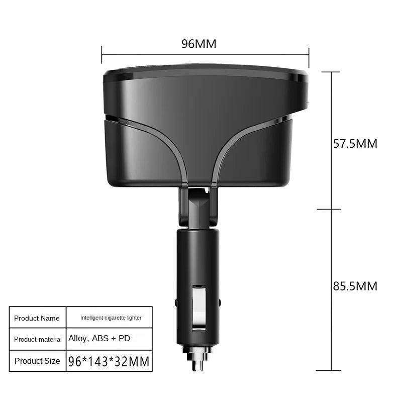 TR35 High Power Car Cigarette Lighter with Dual QC3.0/PD Fast Charging, 120W, 12V/24V Car Charger