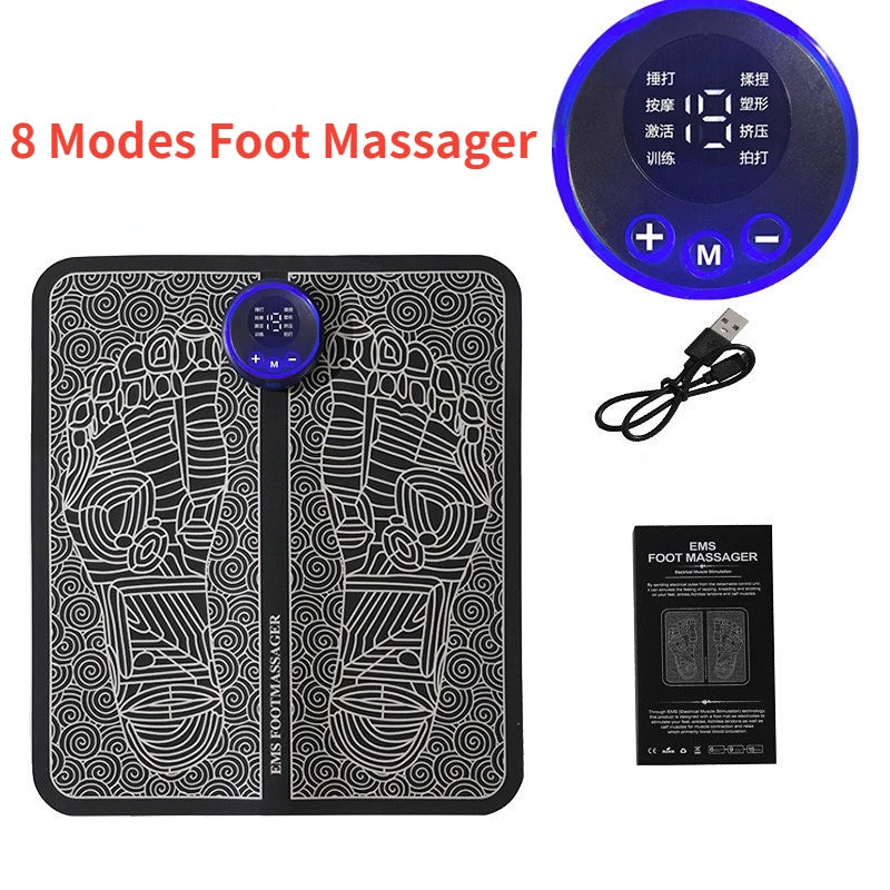 New Pulse Electric Foot Massager Pad EMS Relief Pain Relax Feet Acupoints Massage Mat Shock Muscle Stimulation Blood Circulation