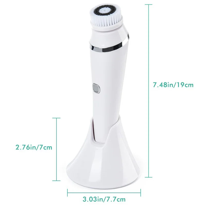 New Electric Facial Cleansing Brush with 4 Brush Heads 3 Modes Skincare Waterproof Wireless Facial Cleansing Device