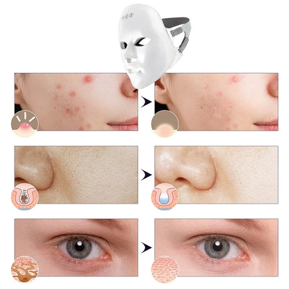 Anti-acne Wrinkle Removal Skin Care Beauty Massager Wireless LED Mask Hot Compress Photon Therapy Tender Skin Firming