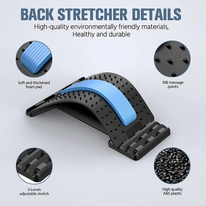 Back Stretcher Magnetic Therapy Multistage Adjustable Massager Waist Neck Fitness Lumbar Vertebra Cervical Support Muscle Relax