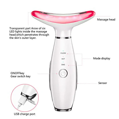 NEW Face Neck Massager Anti Wrinkles Vibration Facial Massager with Triple Action ModesTightening Firm and Smooth 3 Colors Light