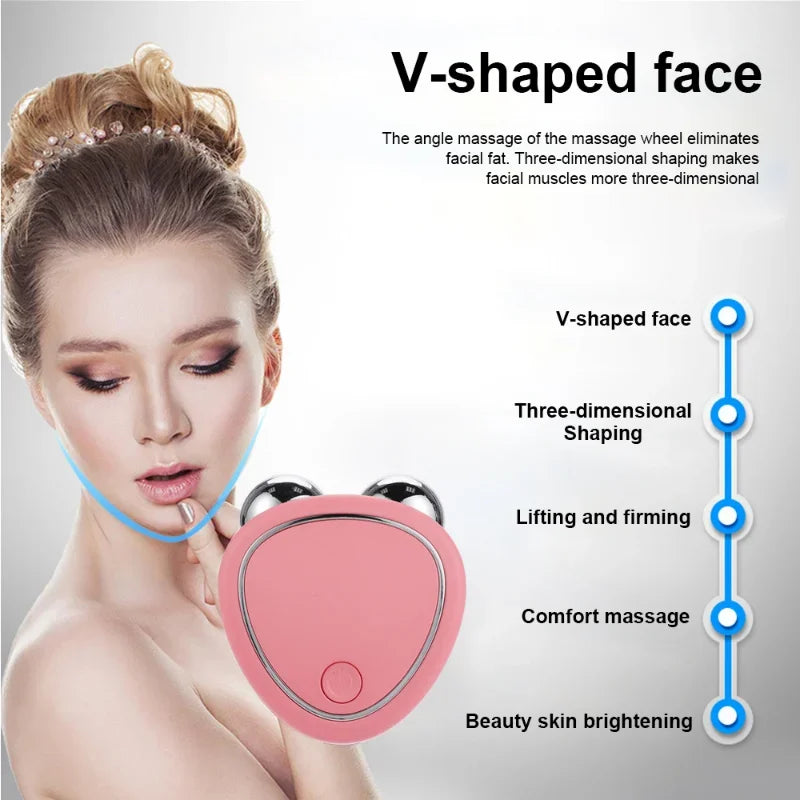 USB EMS Facial Massager Microcurrent Face Lifting Machine Roller Skin Tightening Rejuvenation Beauty Charg Facial Anti Wrinkle