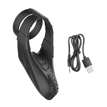 Soft USB Rechargeable 10-Modes Vibrators Male Waterproof  Double Ring Cock Ring Delay loop Training Male Masturbator