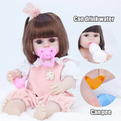 38CM Reborn Doll Imitation Baby Soft Adhesive Doll Children's Toy Doll Toy Toddler Girl Birthday Gift Dolls Accessories