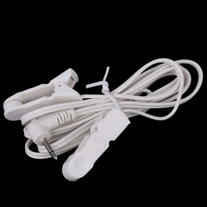 1pcs 2.5mm/3.5mm Plug Connector Electrode Lead Wires Connecting Cables w/ 2 Ear Clips For Digital TENS Therapy Machine Massager