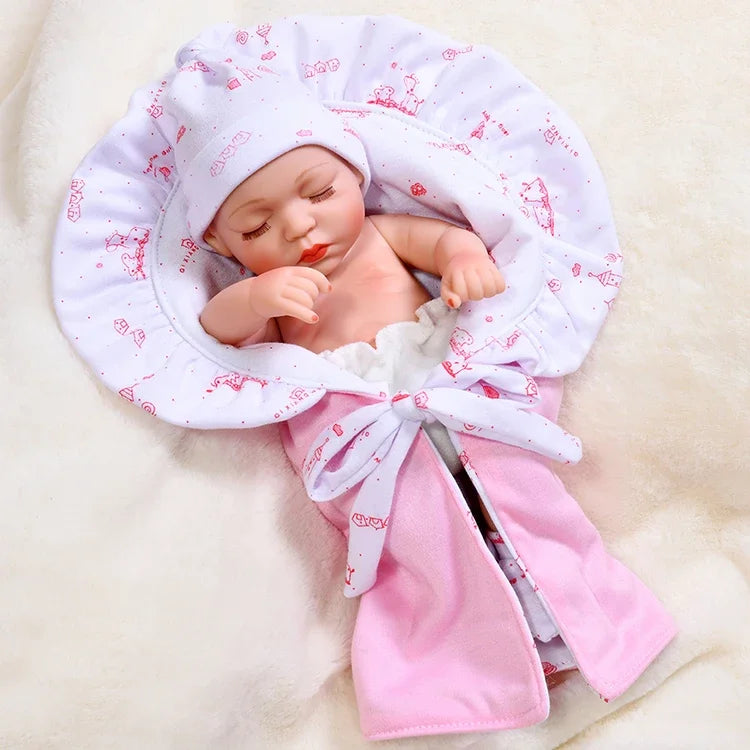 35CM Cute Baby Reborn Dolls Toys Lifelike Infant Baby Swaddle Blanket Silicone Waterproof Doll Reborn Toy for Girls Gifts