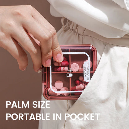 4 Grid Portable Pill Box Waterproof Medication Box Travel Pill Box Vitamin Tablet Container Plastic Box Capsule Organizer