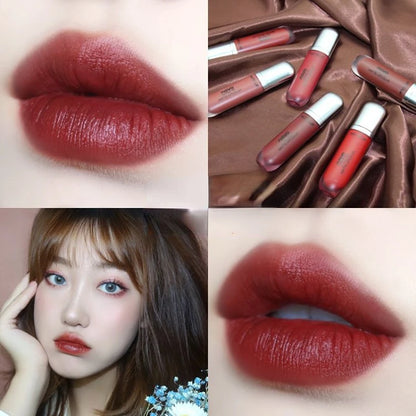 Lip Gloss Matte Velvet Ice Cream Tint 8Colors Nude Makeup Lip Tattoo Waterproof Long Lasting Moisture Non-Fading Liquid Lipstick