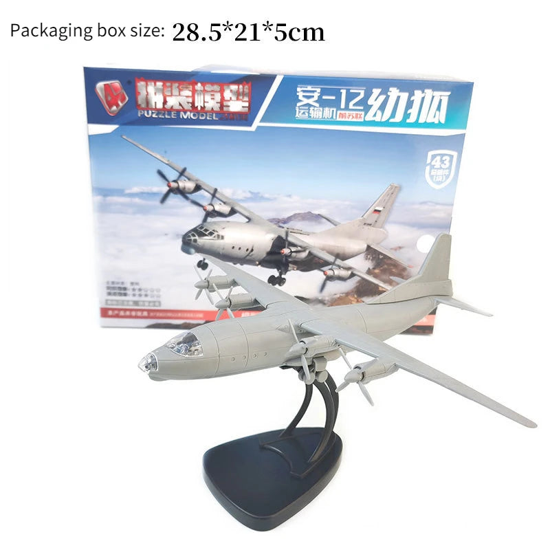 4D Assembled Model 1/144 Former Soviet God of WarAn-12 Young Fox Transport Aircraft Model Military Aircraft Toys Decoration