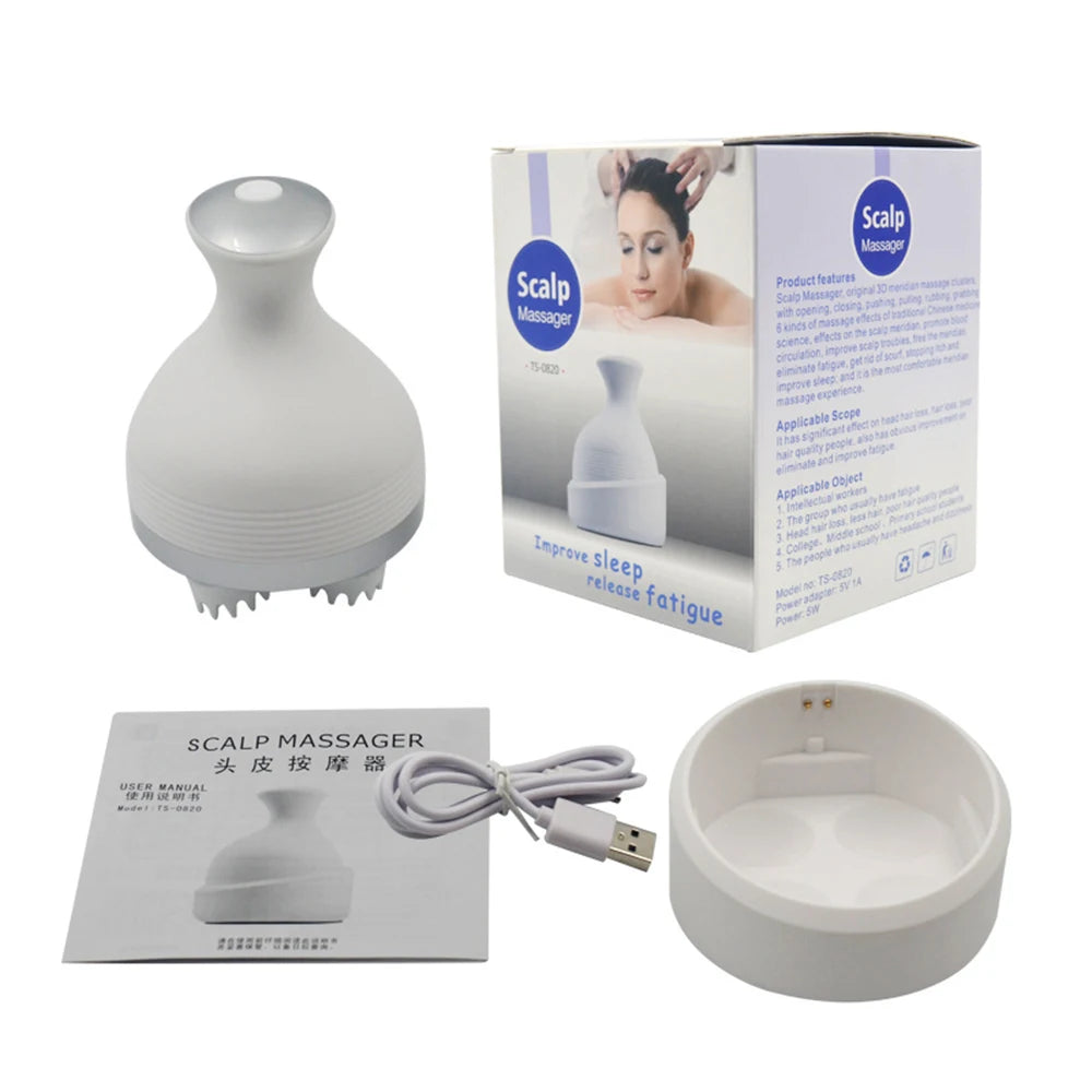 New Waterproof Electric Head Massage Wireless Scalp Massager Pressure Points To Relieve Pressure and Promote Blood Circulation