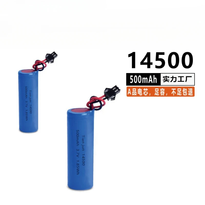 2pcs 3.7V 500mAh/600mAh/800mAH 14500 SM Plug lipo battery For JJRC C2 D828 RC Car Parts RC Stunt Dump Battery Toys Accessorie