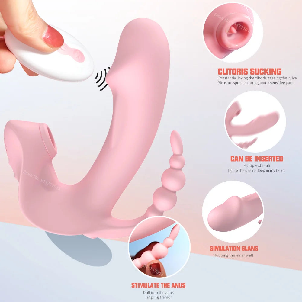 Sucker Toy 3 IN 1 Clitoris Sucking Rotating Beads Dildo Vibrator Panties for Women Vagina Stimulator Adult 18 Sex Machine Female