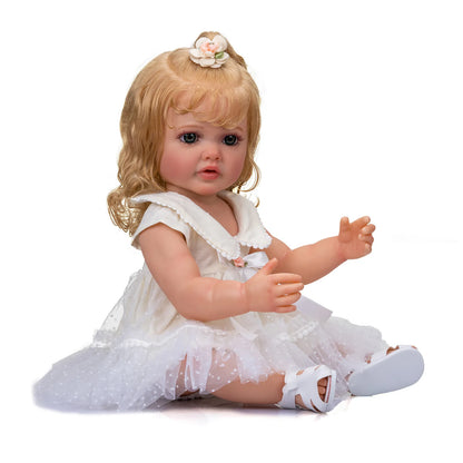 55CM Reborn Dolls Full Body Soft Reborn Baby Toddler Girl Doll Handmade 3D Painted Skin with Christmas Gift for Girl