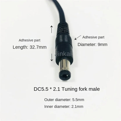 Thick Copper 0.75mm² 12V Power Extension Cable - DC5.5*2.1 Male To Female - 10A - Black - 10m Length - for Surveillance