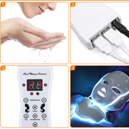 White Facial Beauty Mask 7 Colors Led Korean Photon Therapy Face Mask Machine Light Therapy Acne Mask Neck Beauty Led Mask