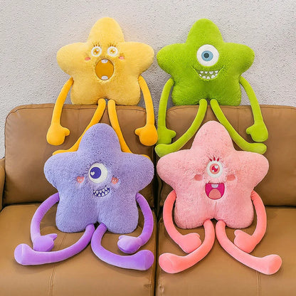 80cm Little Star Plush Doll Throw Pillow Soft Cute Sleeping Funny Girl Children's Toy Long Leg Monsters Doll Sofa Chair Cushion