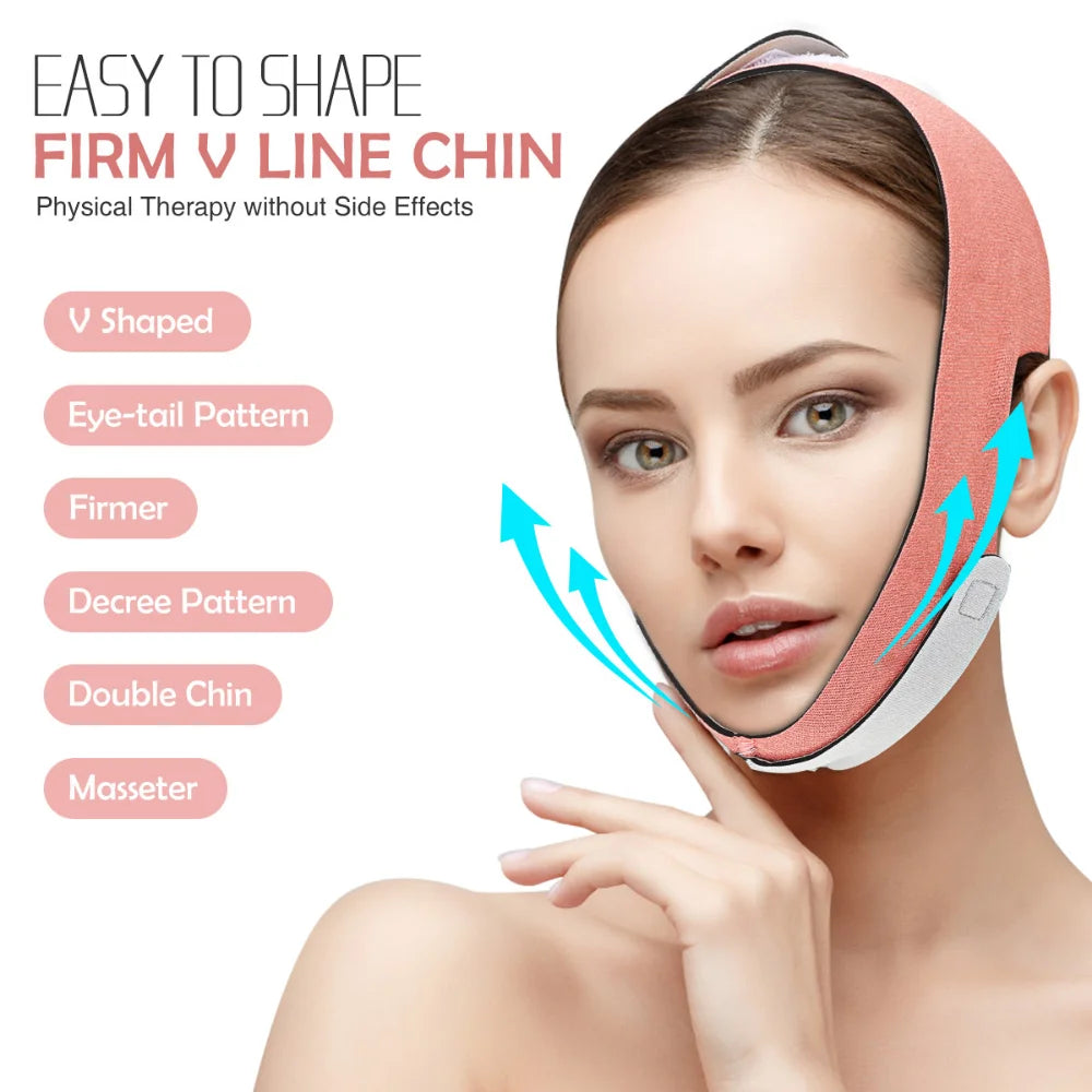 V Line Chin Lift Up Strap Facial Massage Belt Anti Aging Slimming Face Shaper Cheek Shaping Women Elastic Face Slimming Bandage