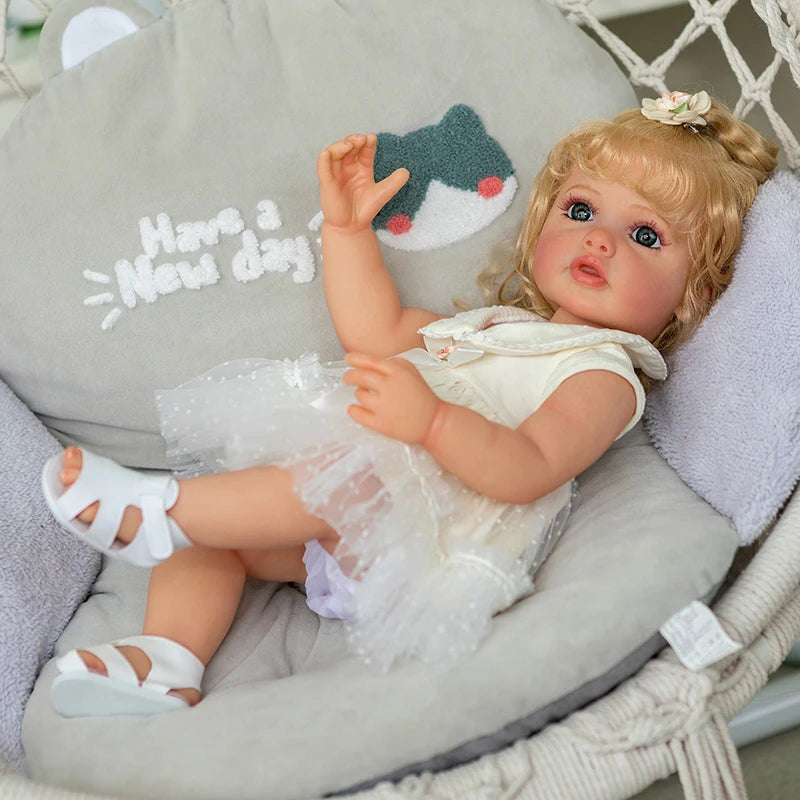 55CM Reborn Dolls Full Body Soft Reborn Baby Toddler Girl Doll Handmade 3D Painted Skin with Christmas Gift for Girl