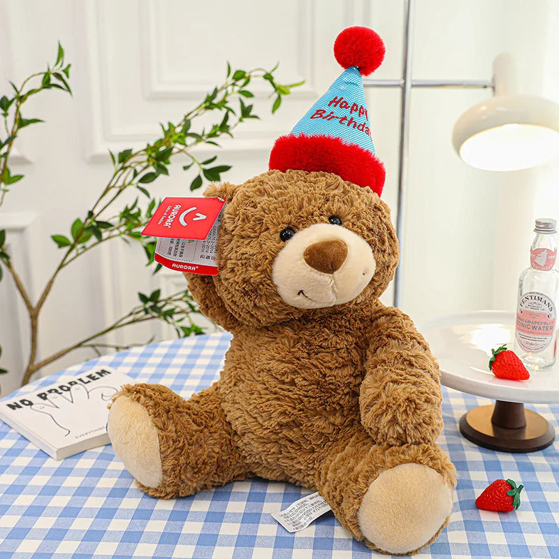 25/33cm Happy Birthday Teddy Bear Plush Toys Rose Bear Stuffed Soft Wedding Gift Baby Toy Valentine Lover Gift Cute Animal Doll