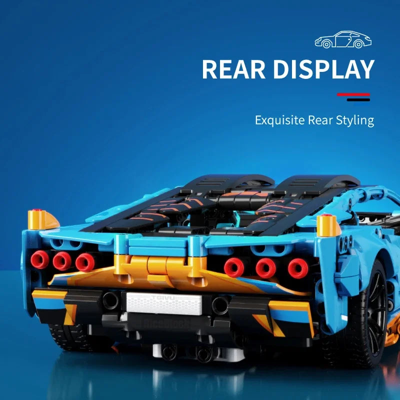 1215PCS Technical MOC Bricks Toys 1:14 Blue Lamborghnised Sport Car Building Blocks Speed Vehicle Birthday Gifts for Kids Boy