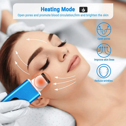 Facial Massage Heating Ultrasonic Skin Scrubber Face Cleaning Blackhead Remover Scrubber Peeling Spatula Remover Face Lifting