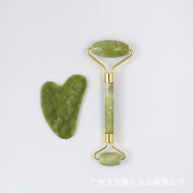 Face Massager Gua Sha Stone Natural Jade Face Microniddle Roller Facial Board Acupoint Face Care SPA Massage Tool Massage Visage