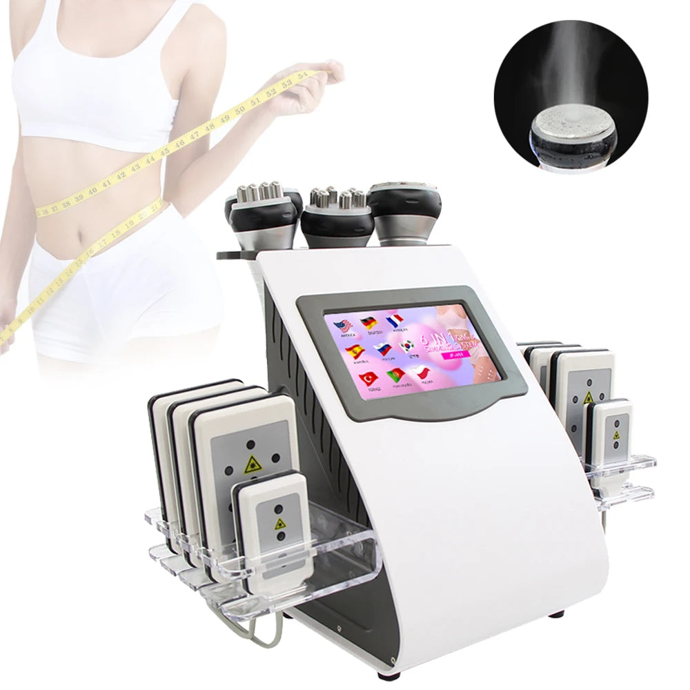 6 In 1 40K Ultrasonic Cavitation Machine Vacuum Body Massager Slimming Anti-cellulite Radio Frequency Lifting Beauty Device