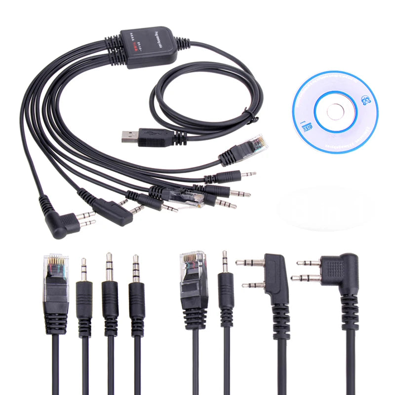 8 in 1 USB Programming Cable For Baofeng UV-5R Motorola Kenwood PUXING Yaesu Icom Wouxun Hyt TYT QYT multiple Radios Car Radio