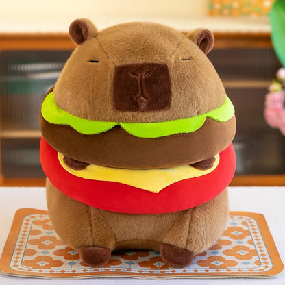 20CM/30CM Kawaii Capybara Plush Toy Hamburger Capibara Soft Stuffed Doll Kids Gift Home Car Decor Capibara Peluche Throw Pillow