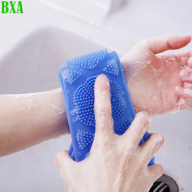 Scrub Exfoliating Body Sponge Silicone Brushes Bath Towels Bathroom Shower Back Brush Bath Scrub Clean Stain Removal Bath Belt